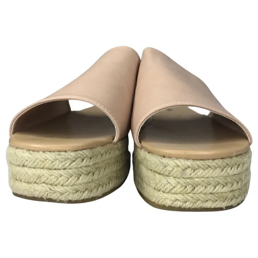 JustFab Sun Daze Pale Pink Slides Platform Espadrilles Size 10